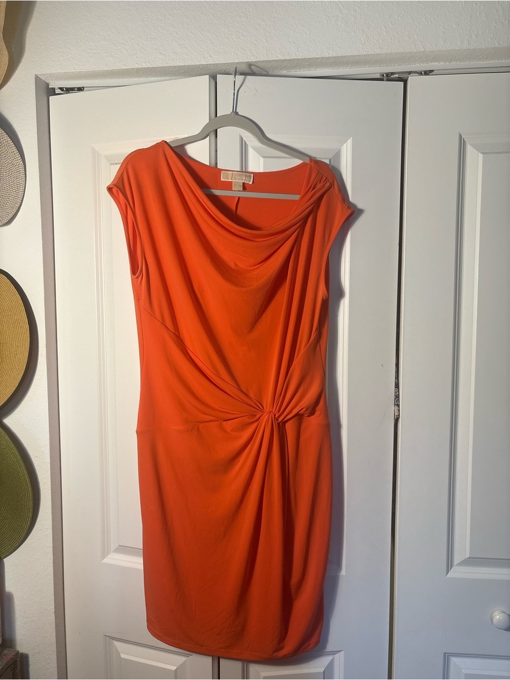 MICHEAL KORS Stylish Orange Knot-Front Women’s Dress